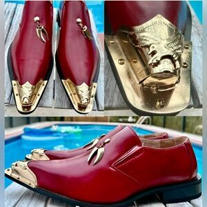 Majestic Collection 98105 Italy Metal Tip Eagle Red Shoes Mens US 11.5/12 ~New